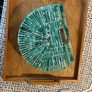 Acrylic Basket Clutch Bag - Teal